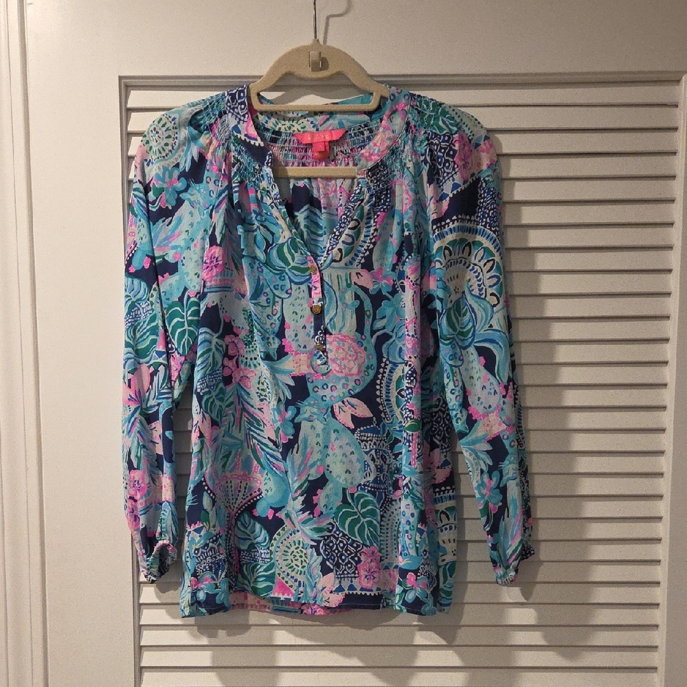 Lilly Pulitzer Vibrant Blue and Pink Blouse
